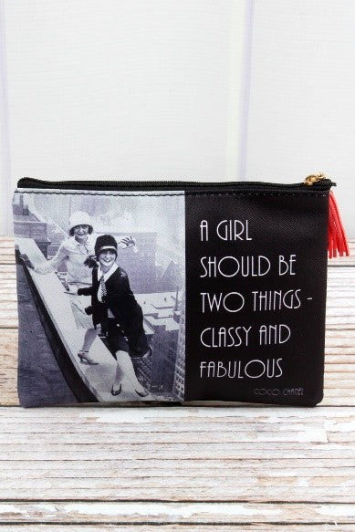 Fashion Quote Vintage Monochrome Pouch