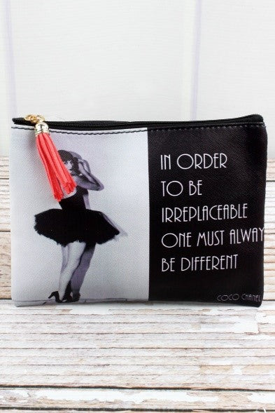 Fashion Quote Vintage Monochrome Pouch